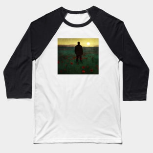 Man watching sunset in poppy field - never forget Baseball T-Shirt